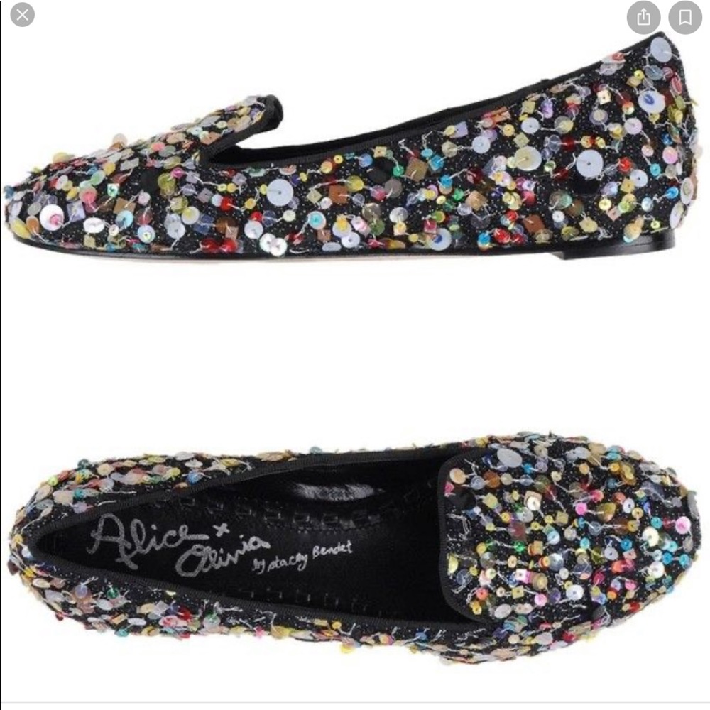 Alice + Olivia sequined “drake” loafers size 39.5